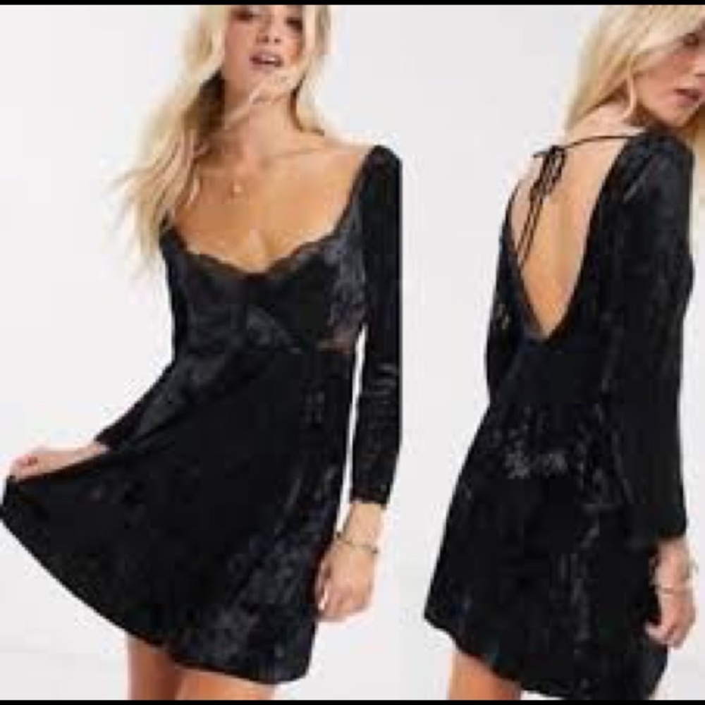 Free People Kat Faux Wrap Velvet Mini Dress Size S